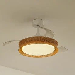 Lucande Loftventilatorer > LED-ventilator Lineta, hvid, reb, Ø 103 cm, støjsvag
