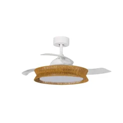 Lucande Loftventilatorer > LED-ventilator Lineta, hvid, reb, Ø 103 cm, støjsvag