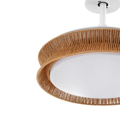 Lucande Loftventilatorer > LED-ventilator Lineta, hvid, reb, Ø 103 cm, støjsvag