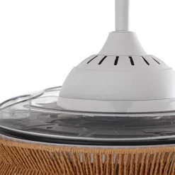 Lucande Loftventilatorer > LED-ventilator Lineta, hvid, reb, Ø 103 cm, støjsvag