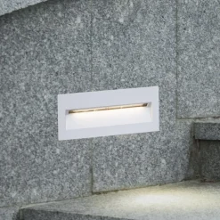 Lucande Terrassebelysning|Væglamper > LED-vægindbygningslampe Loya, 23 x 8 cm, hvid, IP54