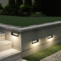 Lucande Terrassebelysning|Væglamper > LED-vægindbygningslampe Jaano, antracit, aluminium, IP65