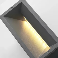 Lucande Terrassebelysning|Væglamper > LED-vægindbygningslampe Jaano, antracit, aluminium, IP65