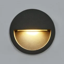Lucande Terrassebelysning|Væglamper > LED-vægindbygningslampe Loya, Ø 11,5 cm, grå, IP54