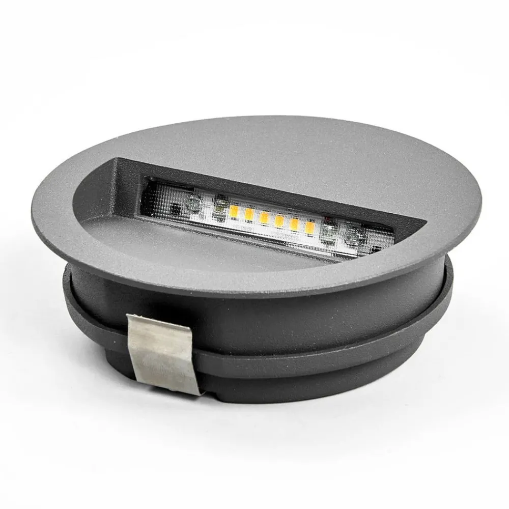 Lucande Terrassebelysning|Væglamper > LED-vægindbygningslampe Loya, Ø 11,5 cm, grå, IP54