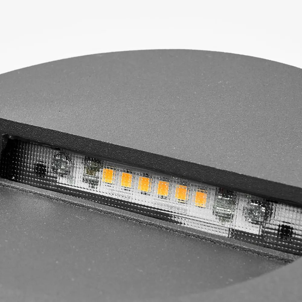 Lucande Terrassebelysning|Væglamper > LED-vægindbygningslampe Loya, Ø 11,5 cm, grå, IP54