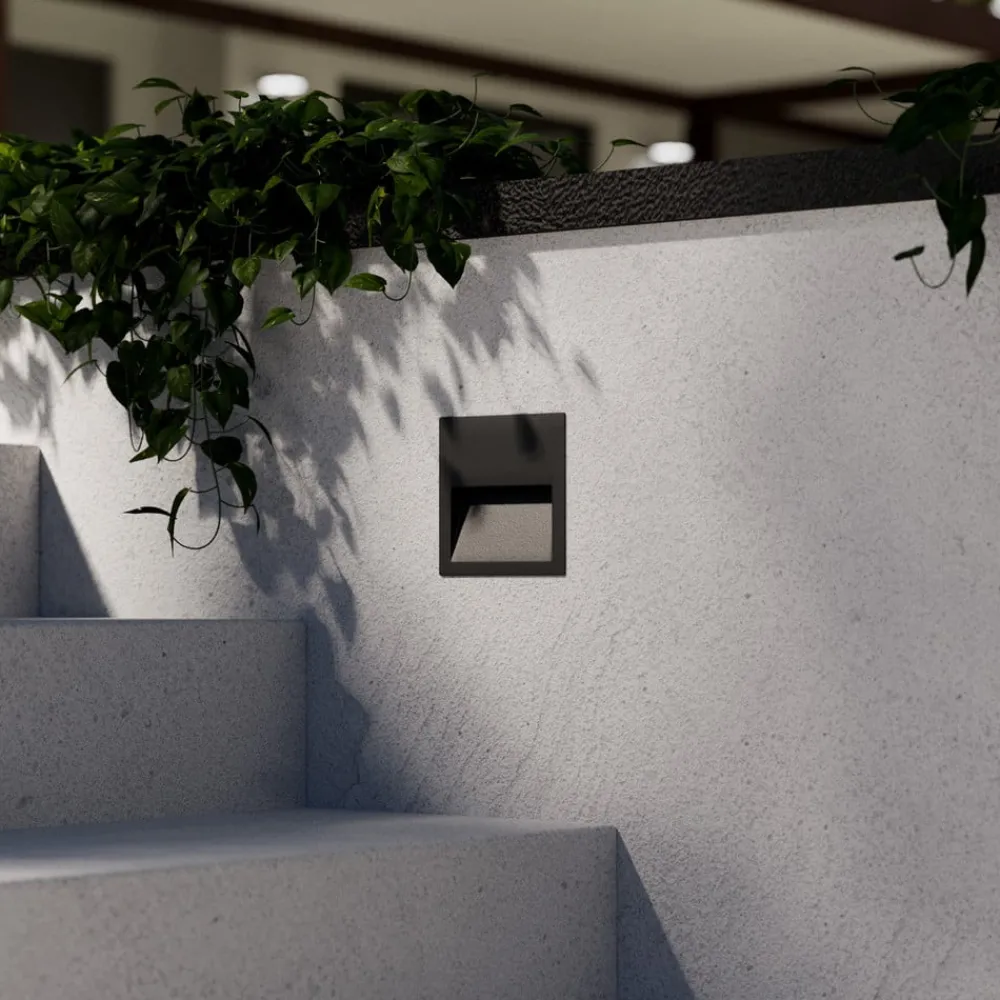 Terrassebelysning|Væglamper ^ Lucande LED-vægindbygningslampe Loya, 11,5x11,5 cm, grå, IP54