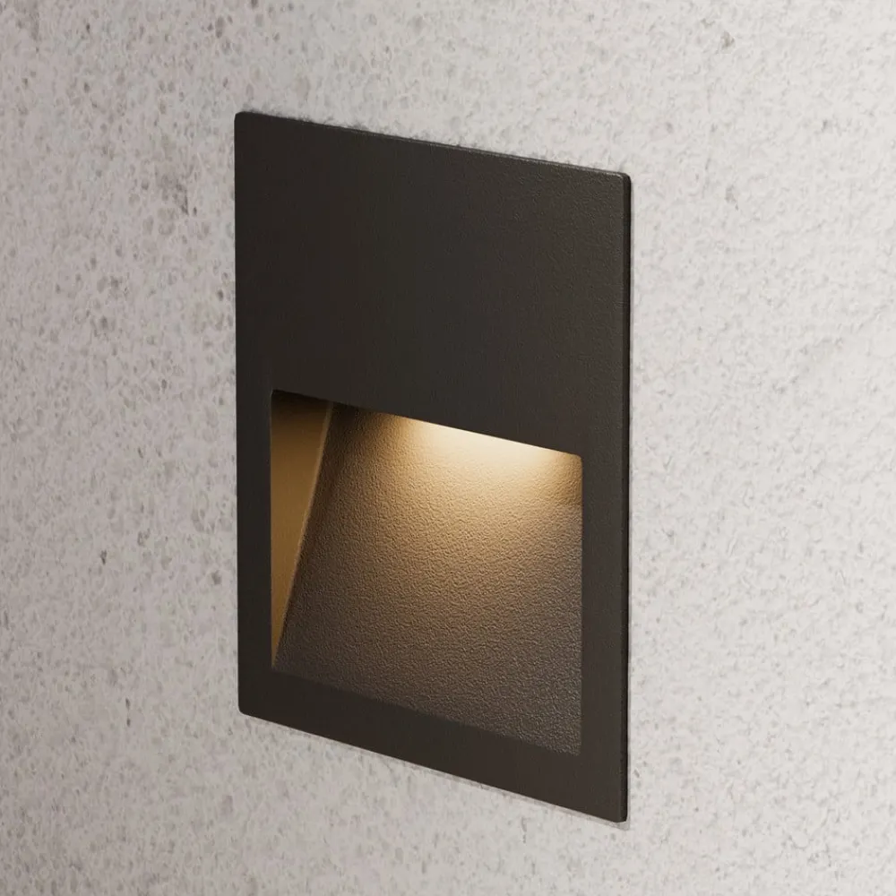 Terrassebelysning|Væglamper ^ Lucande LED-vægindbygningslampe Loya, 11,5x11,5 cm, grå, IP54