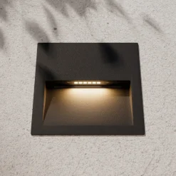 Terrassebelysning|Væglamper ^ Lucande LED-vægindbygningslampe Loya, 11,5x11,5 cm, grå, IP54
