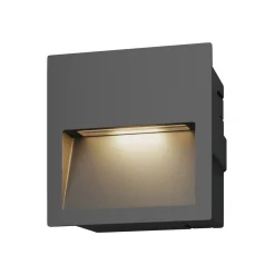 Terrassebelysning|Væglamper ^ Lucande LED-vægindbygningslampe Loya, 11,5x11,5 cm, grå, IP54