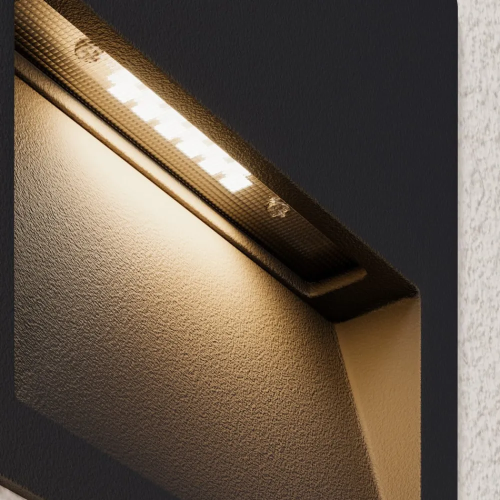 Terrassebelysning|Væglamper ^ Lucande LED-vægindbygningslampe Loya, 11,5x11,5 cm, grå, IP54