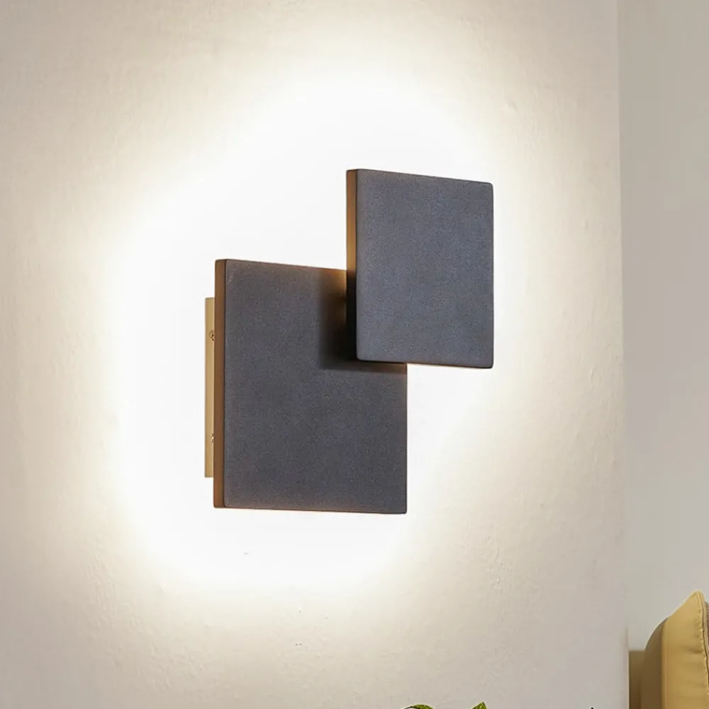 Lucande Gang|Væglamper > LED-væglampe Elrik, sort, 27 cm høj, metal