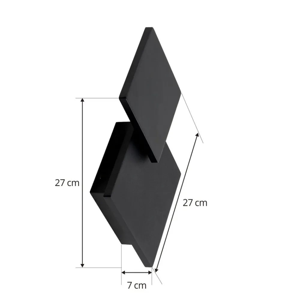 Lucande Gang|Væglamper > LED-væglampe Elrik, sort, 27 cm høj, metal