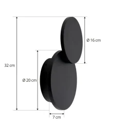 Lucande Gang|Væglamper > LED-væglampe Elrik, sort, 20 cm høj, metal