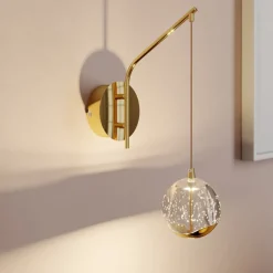Lucande Pendellamper|Væglamper > LED-væglampe Hayley, guldfarvet, glas, 34 cm høj