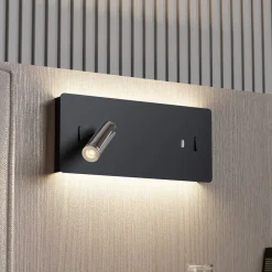 Lucande Væglamper > LED-væglampe Kimo, 32 cm, sort, aluminium, USB