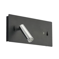 Lucande Væglamper > LED-væglampe Kimo, 32 cm, sort, aluminium, USB