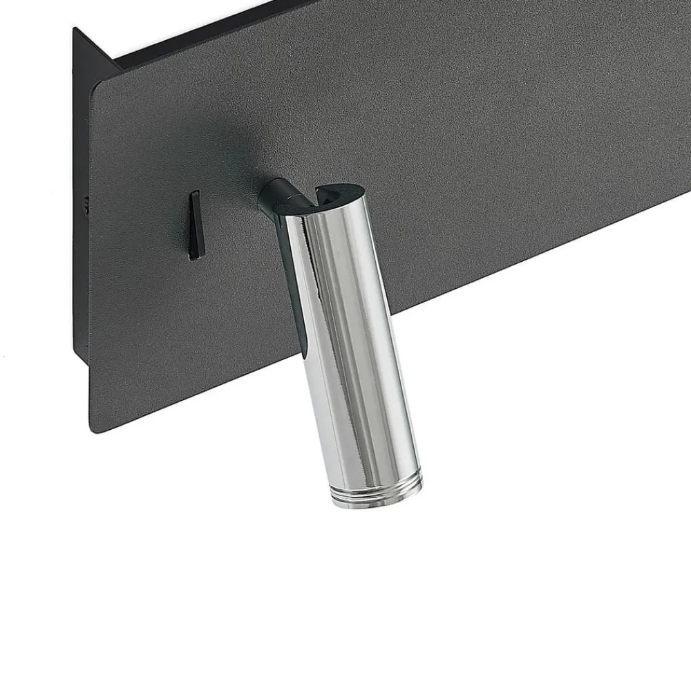Lucande Væglamper > LED-væglampe Kimo, 32 cm, sort, aluminium, USB