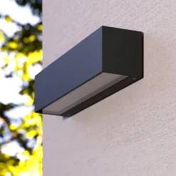 Væglamper ^ Lucande LED-væglampe Lengo, 25 cm antracit, op/ned 3000K