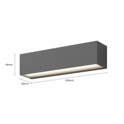 Væglamper ^ Lucande LED-væglampe Lengo, 25 cm antracit, op/ned 3000K