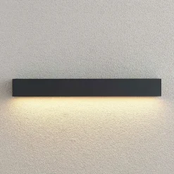 Terrassebelysning ^ Lucande LED-væglampe Lengo, 50 cm, antracit, ned, 3.000K
