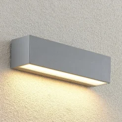 Lucande Terrassebelysning|Væglamper > LED-væglampe Lengo, 25 cm, sølv, 1 lyskilde, IP65