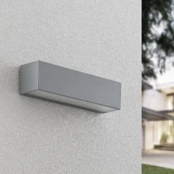 Lucande Terrassebelysning|Væglamper > LED-væglampe Lengo, 25 cm, sølv, 1 lyskilde, IP65