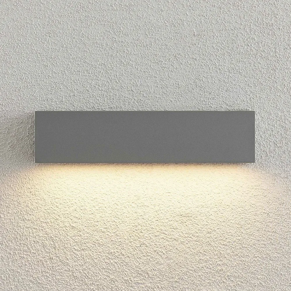 Lucande Terrassebelysning|Væglamper > LED-væglampe Lengo, 25 cm, sølv, 1 lyskilde, IP65