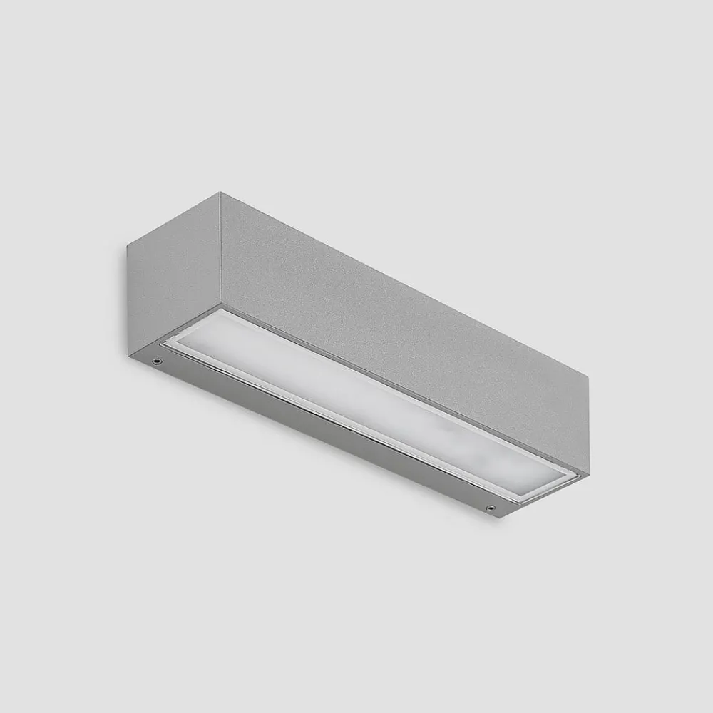 Lucande Terrassebelysning|Væglamper > LED-væglampe Lengo, 25 cm, sølv, 1 lyskilde, IP65