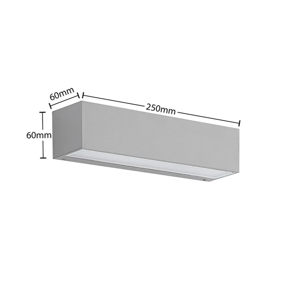 Lucande Terrassebelysning|Væglamper > LED-væglampe Lengo, 25 cm, sølv, 1 lyskilde, IP65