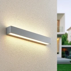 Lucande Terrassebelysning|Væglamper > LED-væglampe Lengo, 50 cm, sølv, 2 lyskilder, IP65