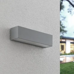Terrassebelysning|Væglamper ^ Lucande LED-væglampe Lengo, 25 cm, sølv, 2 lyskilder, IP65