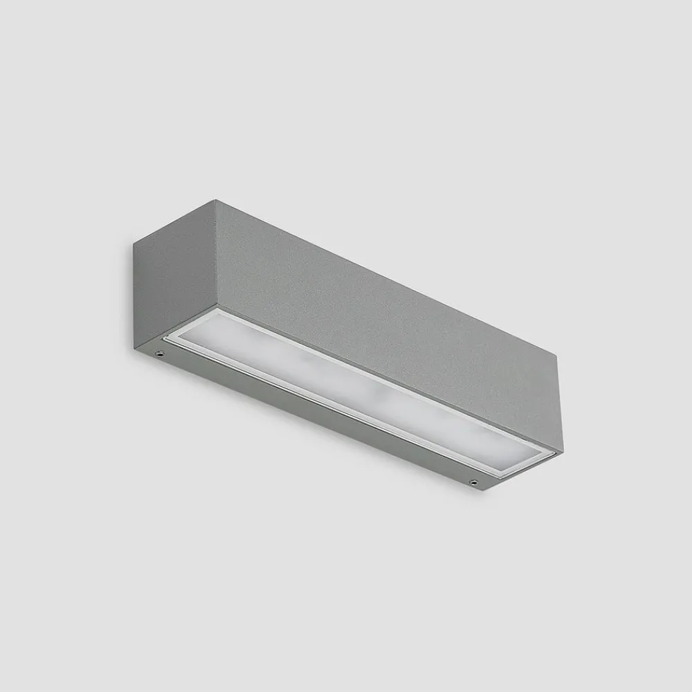 Terrassebelysning|Væglamper ^ Lucande LED-væglampe Lengo, 25 cm, sølv, 2 lyskilder, IP65