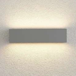 Terrassebelysning|Væglamper ^ Lucande LED-væglampe Lengo, 25 cm, sølv, 2 lyskilder, IP65