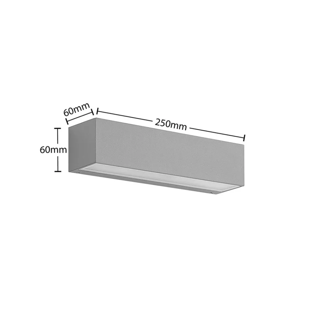 Terrassebelysning|Væglamper ^ Lucande LED-væglampe Lengo, 25 cm, sølv, 2 lyskilder, IP65