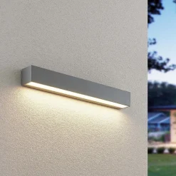 Lucande Terrassebelysning|Væglamper > LED-væglampe Lengo, 50 cm, sølv, 1 lyskilde, IP65