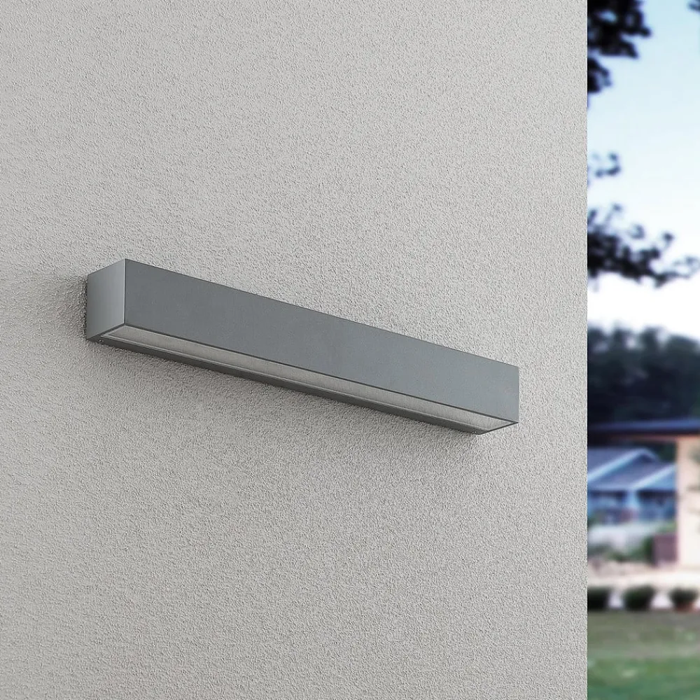 Lucande Terrassebelysning|Væglamper > LED-væglampe Lengo, 50 cm, sølv, 1 lyskilde, IP65