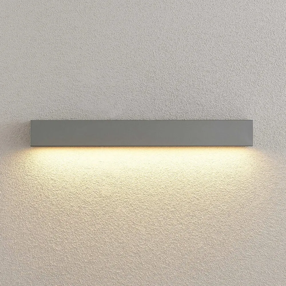 Lucande Terrassebelysning|Væglamper > LED-væglampe Lengo, 50 cm, sølv, 1 lyskilde, IP65