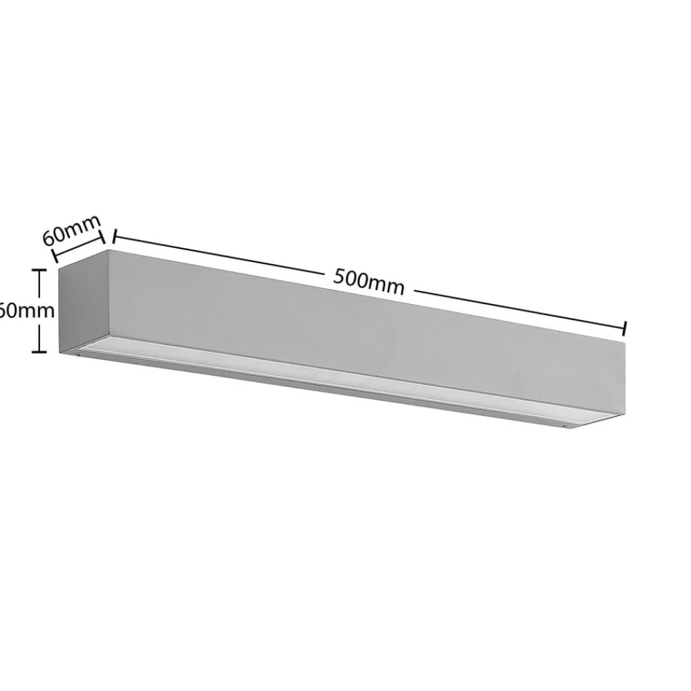Lucande Terrassebelysning|Væglamper > LED-væglampe Lengo, 50 cm, sølv, 1 lyskilde, IP65