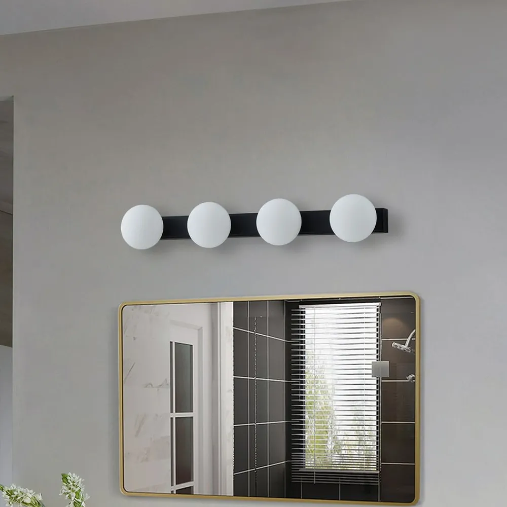 Lucande Væg- Og Spejllamper|Væglamper > LED-væglampe til badeværelset Myrra, sort, glas, 60 cm, IP44