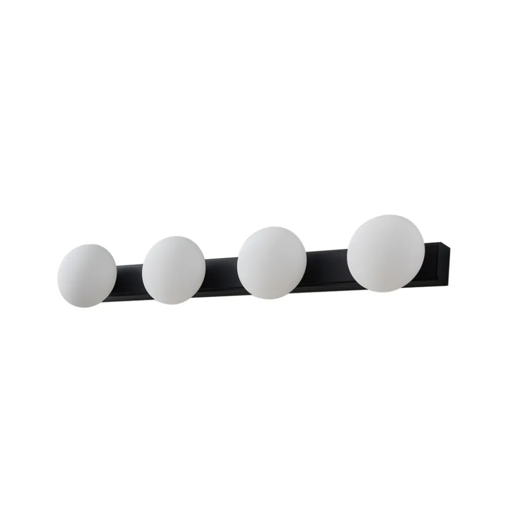 Lucande Væg- Og Spejllamper|Væglamper > LED-væglampe til badeværelset Myrra, sort, glas, 60 cm, IP44