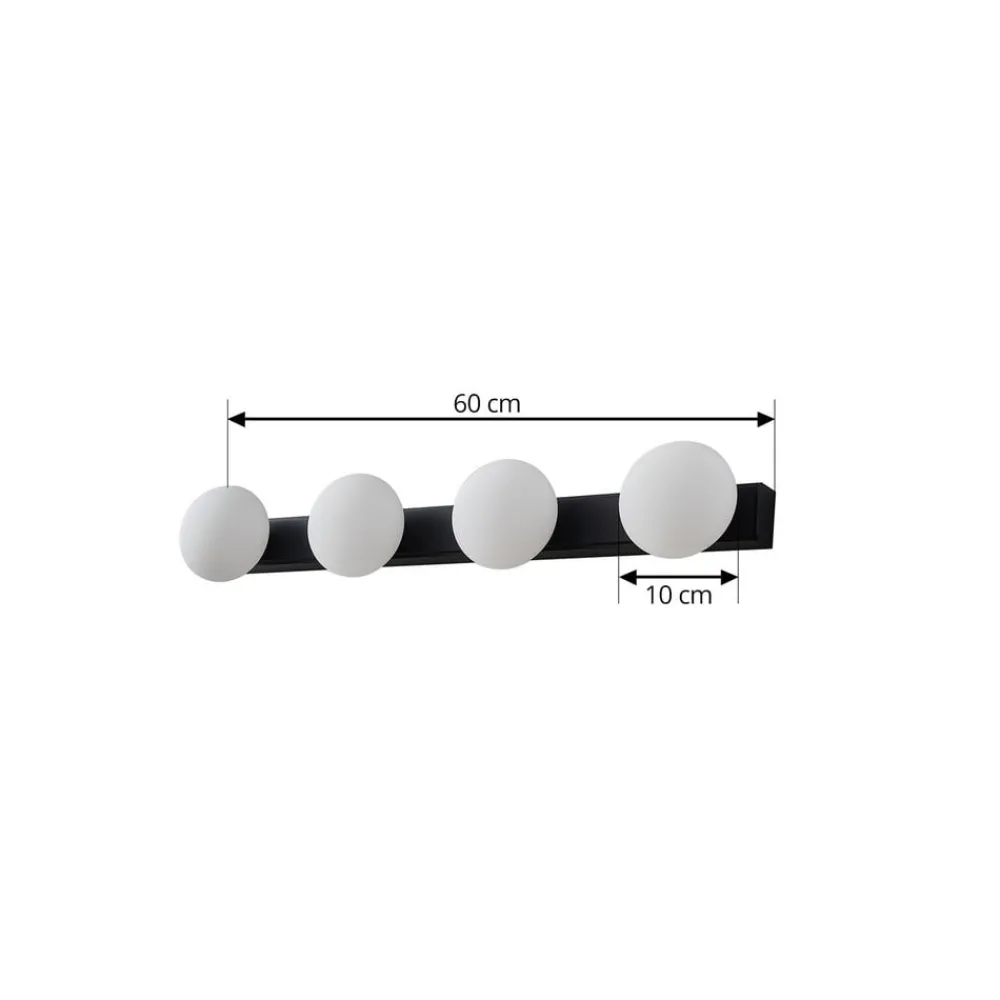 Lucande Væg- Og Spejllamper|Væglamper > LED-væglampe til badeværelset Myrra, sort, glas, 60 cm, IP44