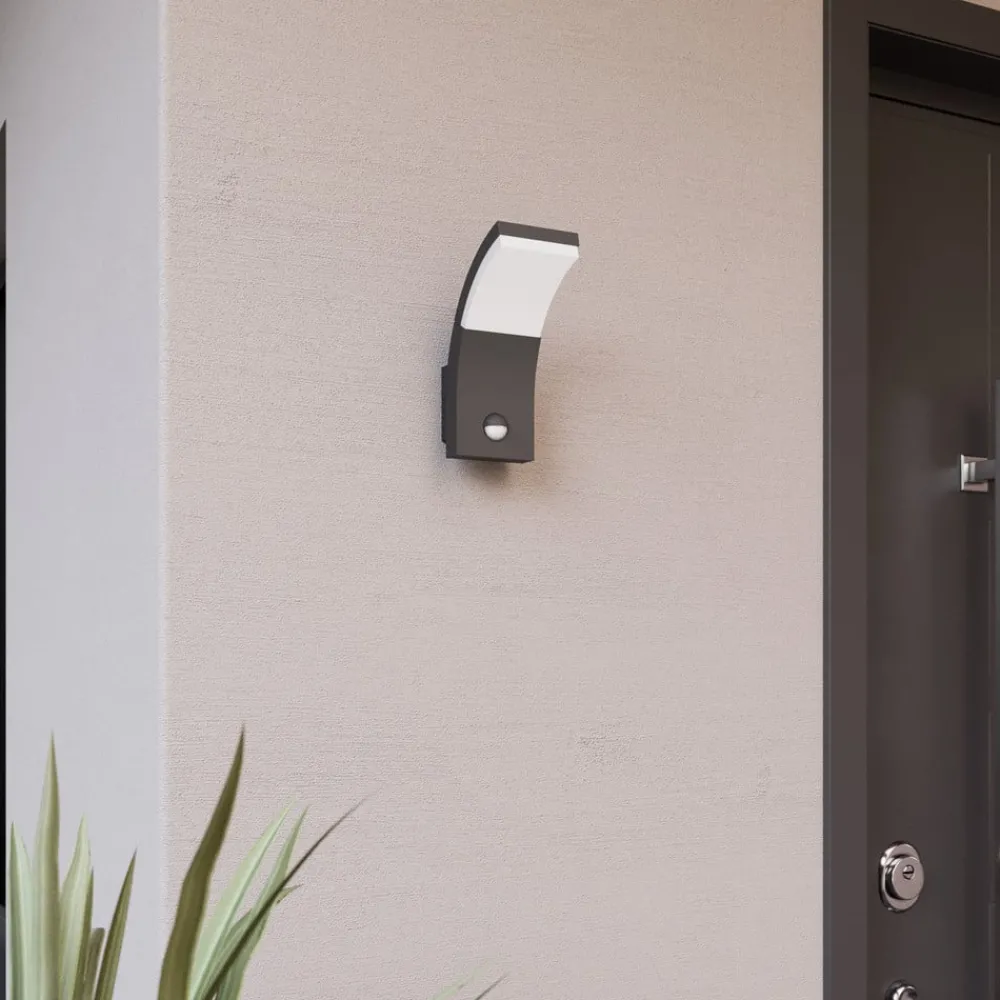 Lucande Væglampe Med Sensor|Terrassebelysning > LED-væglampe Timm, sensor, 20cm, antracit, IP54