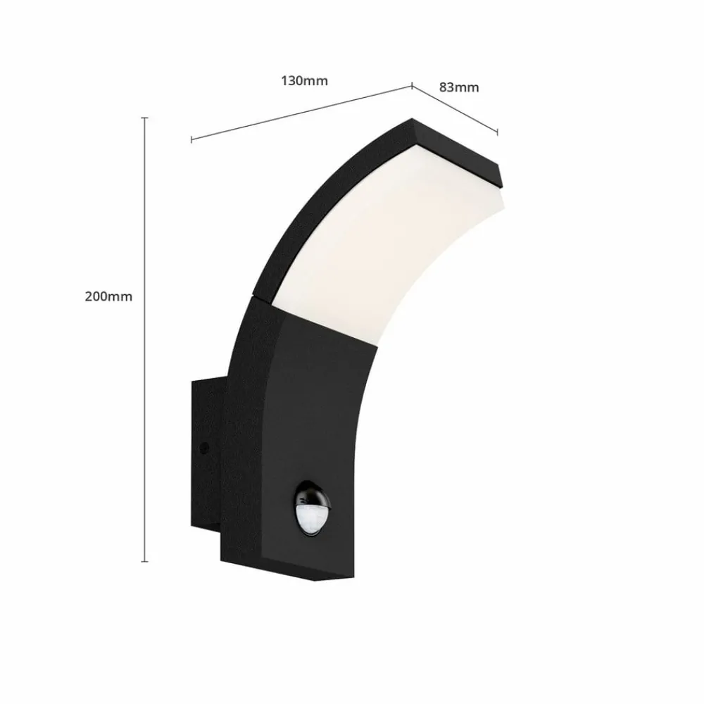 Lucande Væglampe Med Sensor|Terrassebelysning > LED-væglampe Timm, sensor, 20cm, antracit, IP54