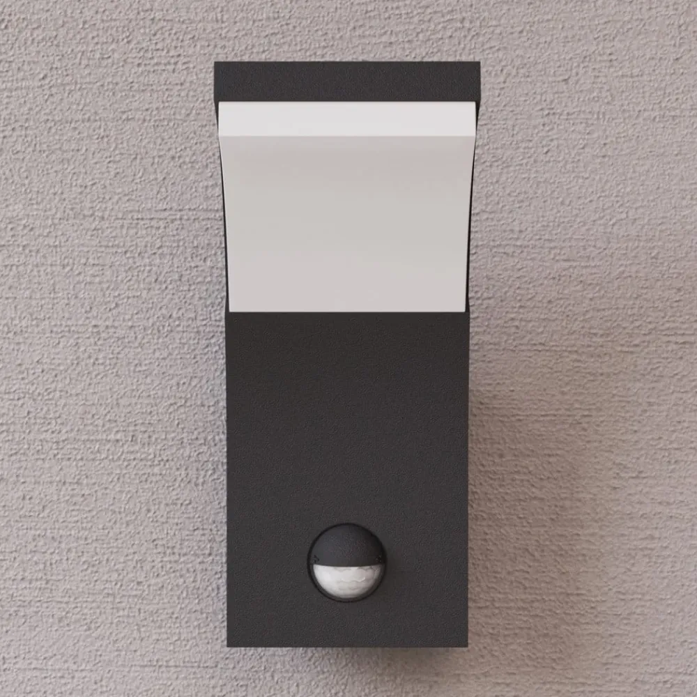Lucande Væglampe Med Sensor|Terrassebelysning > LED-væglampe Timm, sensor, 20cm, antracit, IP54