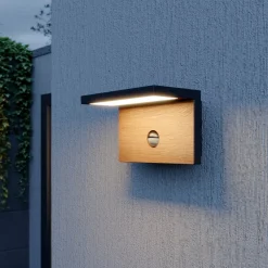 Væglampe Med Sensor|Væglamper ^ Lucande Lignus LED-væglampe, bevægelsessensor