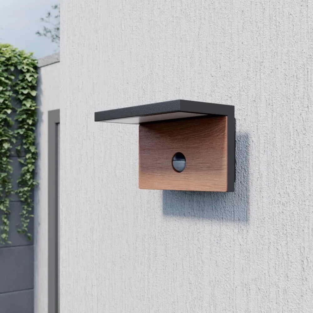 Væglampe Med Sensor|Væglamper ^ Lucande Lignus LED-væglampe, bevægelsessensor