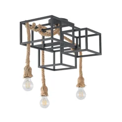 Lucande Loftlamper|Loftlamper > loftlampe Andrik, 44 cm, 3 lyskilder, hampereb, metal