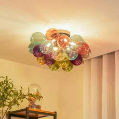 Lucande Gang|Loftlamper > loftlampe Diborah, farvet, glas, Ø 50 cm, G9