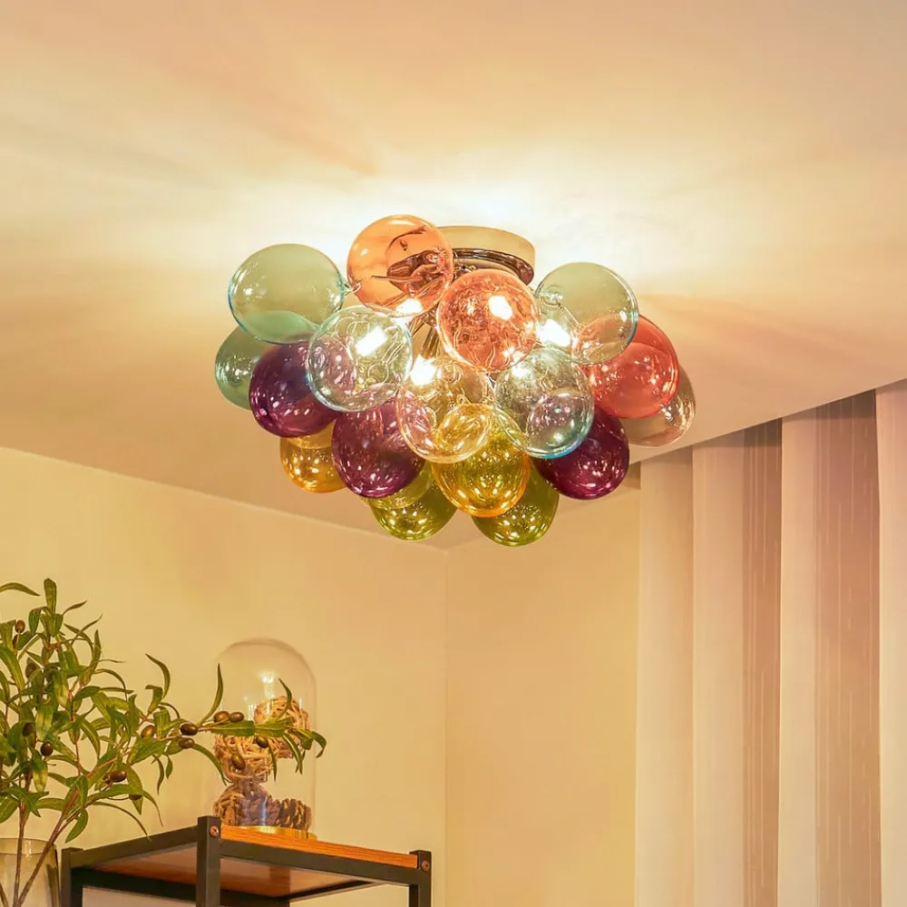 Lucande Gang|Loftlamper > loftlampe Diborah, farvet, glas, Ø 50 cm, G9